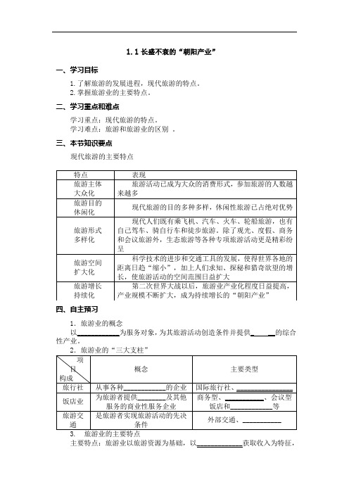 鲁教版选修3《长盛不衰的朝阳产业》word学案