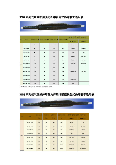 套管选用对照表