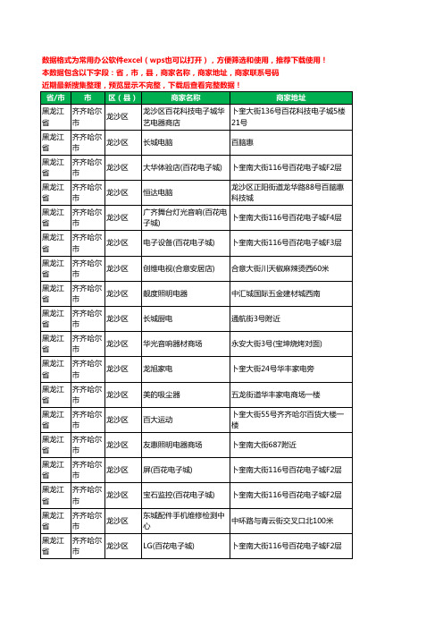 2020新版黑龙江省齐齐哈尔市龙沙区数码商城工商企业公司商家名录名单联系电话号码地址大全92家