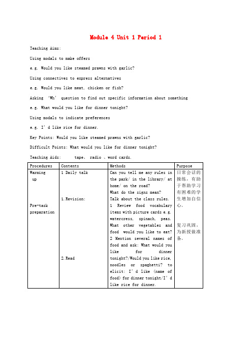 六年级英语下册 6B Module4 Unit1(1)教案 沪教牛津版