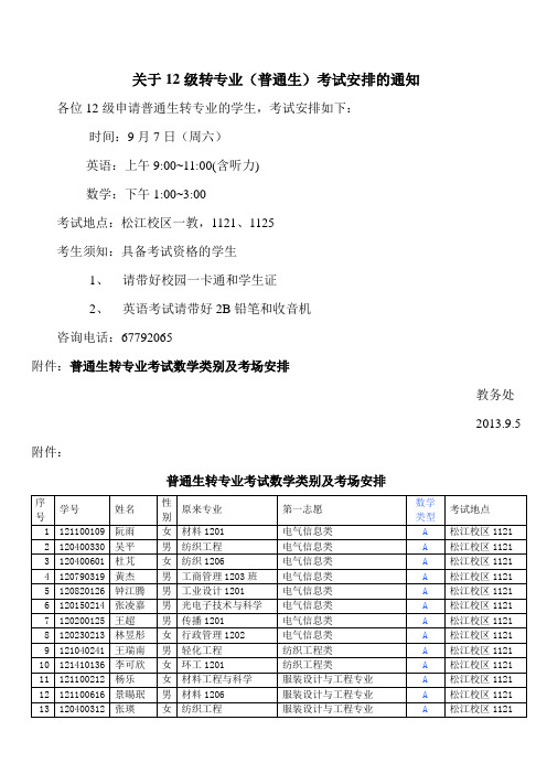 关于转专业报名及考试的通知 - 东华大学教务处首页