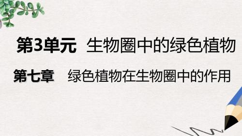 七年级生物上册第三单元第七章第一节绿色植物是食物之源课件新版苏教版