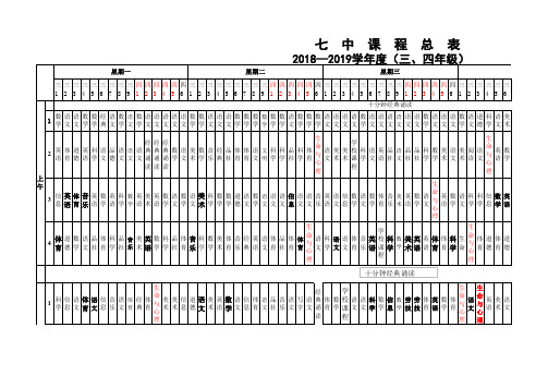 2018—2019七中小学课程总表