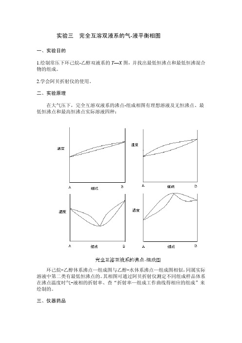 完全互溶双液系的气-液平衡相图