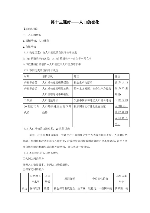 高中地理-高三地理人口的变化 最新