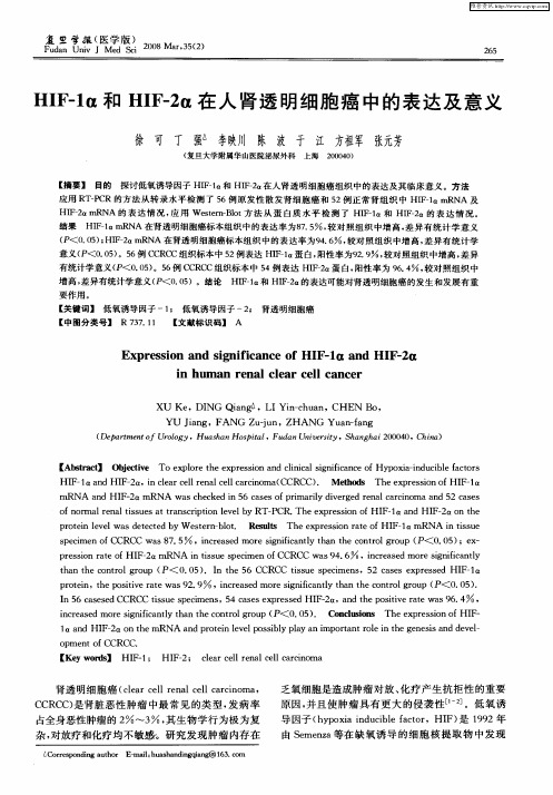 HIF-1α和HIF-2α在人肾透明细胞癌中的表达及意义