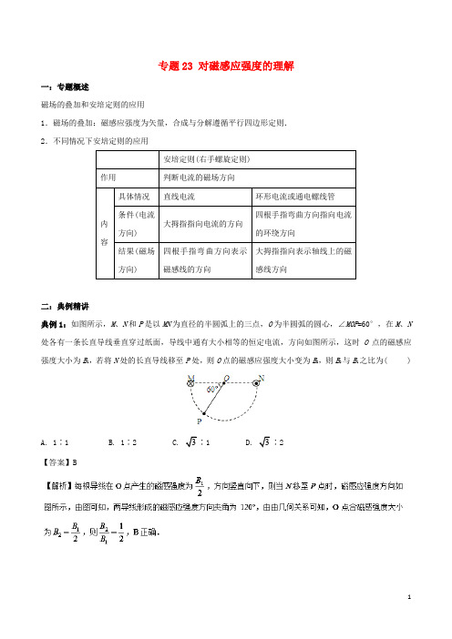 18学年高二物理电学专题提升专题23对磁感应强度的理解