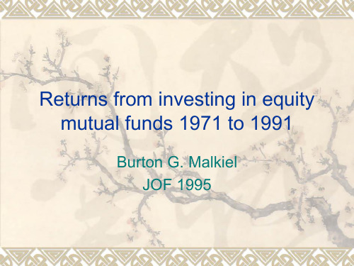 复旦大学投资学课件Section3 Returns equity mutual funds