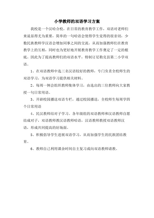 小学教师的双语学习计划