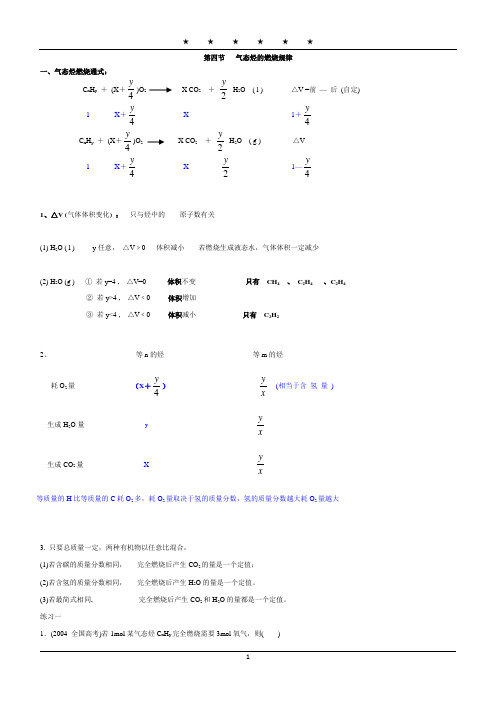 最精炼的_烃燃烧规律(配练习_加粗为答案)