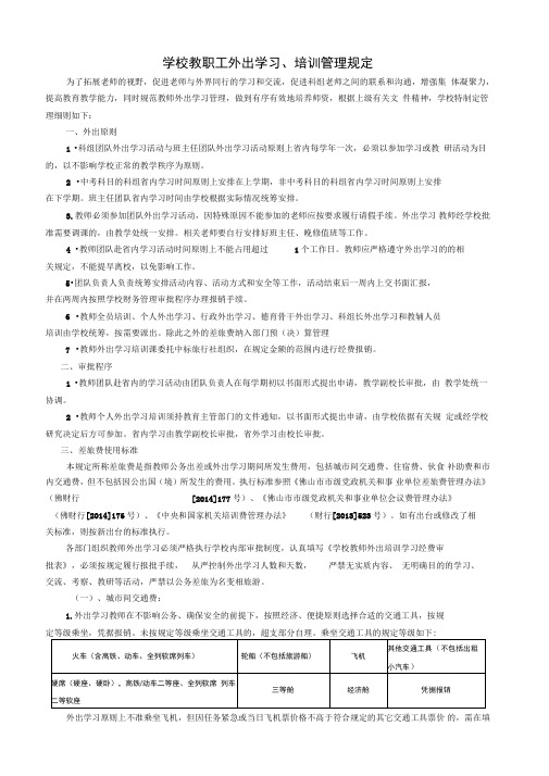 教职工外出学习培训管理规定