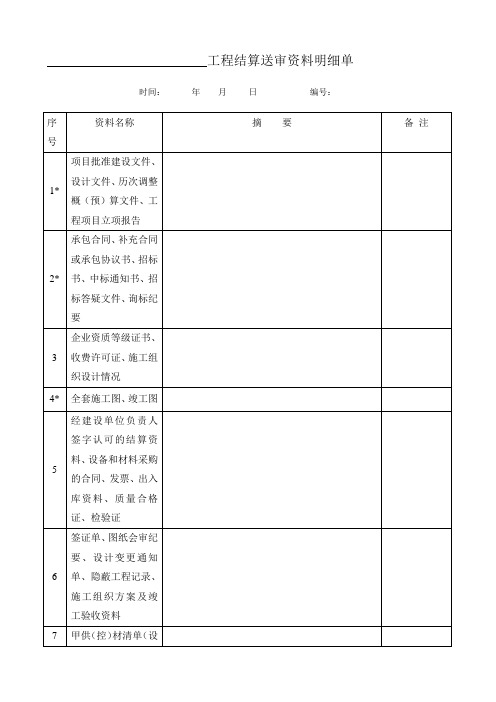 送审资料明细