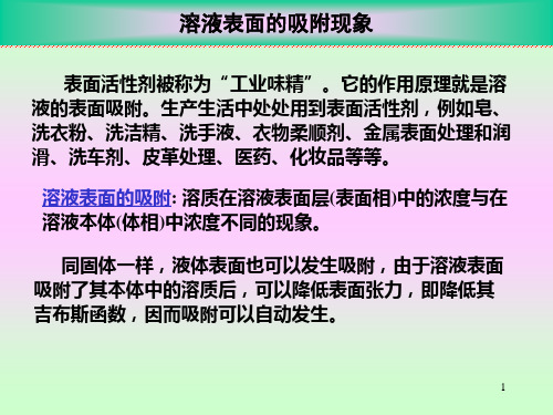 界面现象溶液表面的吸附现象