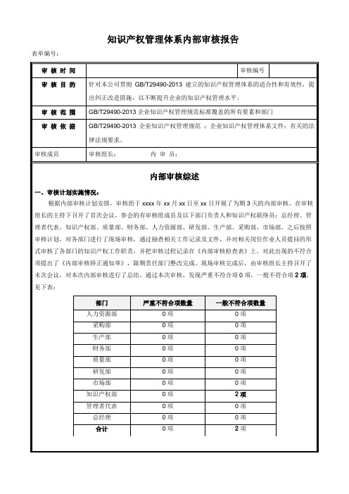 知识产权内审报告