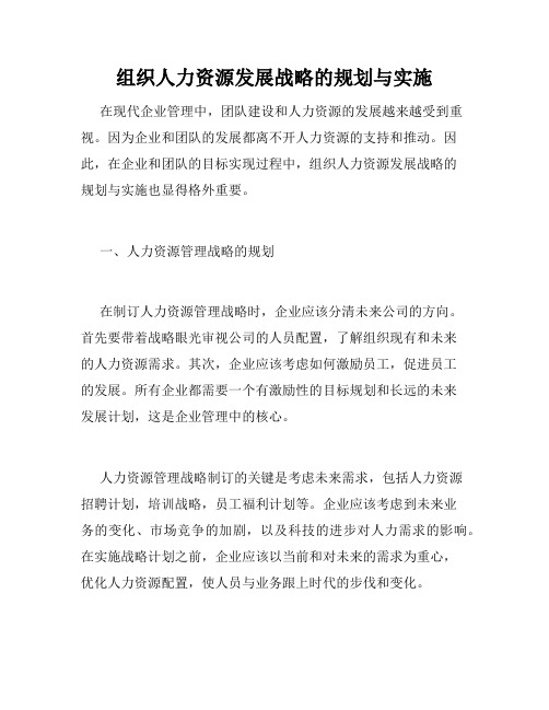 组织人力资源发展战略的规划与实施