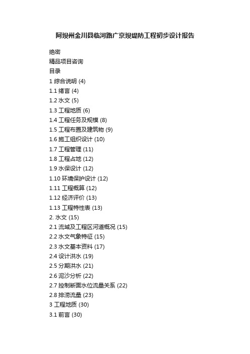 阿坝州金川县临河路广京坝堤防工程初步设计报告