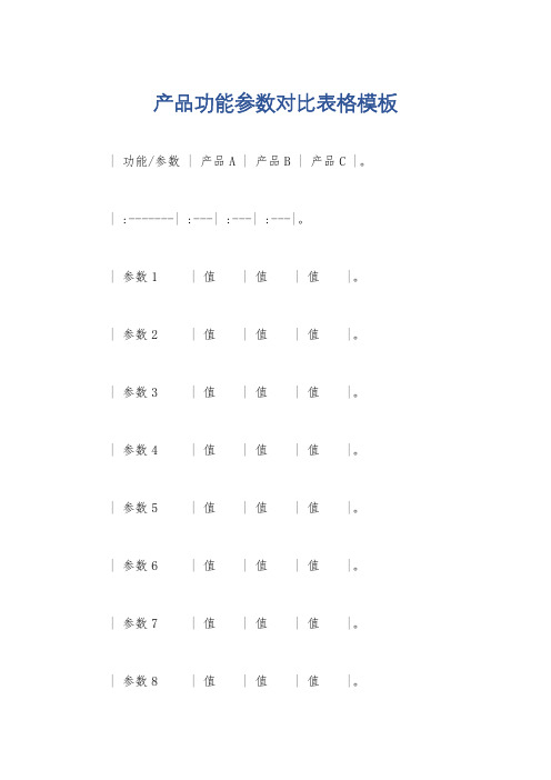 产品功能参数对比表格模板