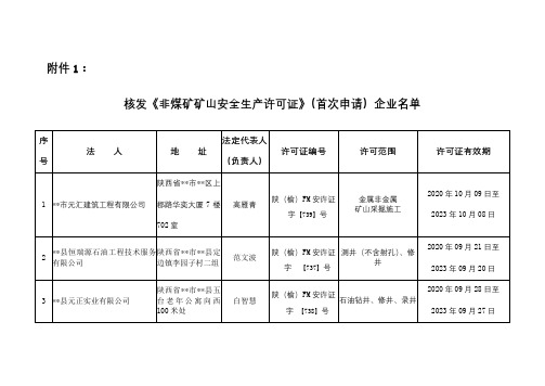 非煤矿矿山安全生产许可证【模板】