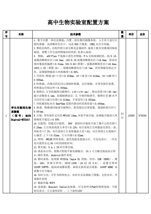 高中生物室配置方案