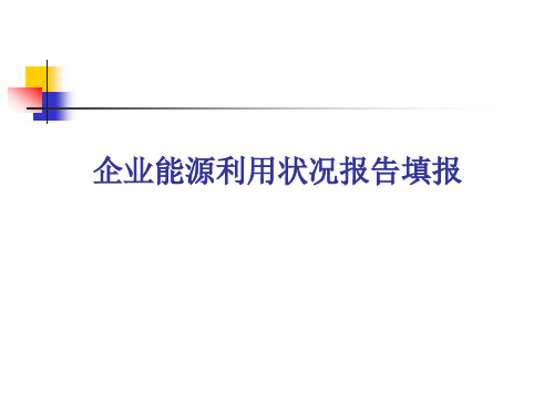 第十讲 企业能源利用状况报告填报