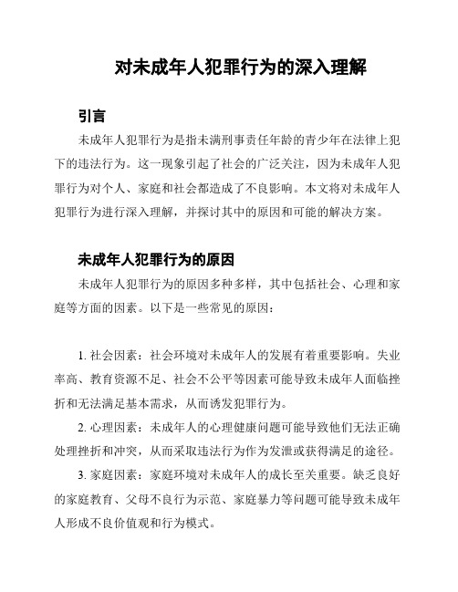 对未成年人犯罪行为的深入理解