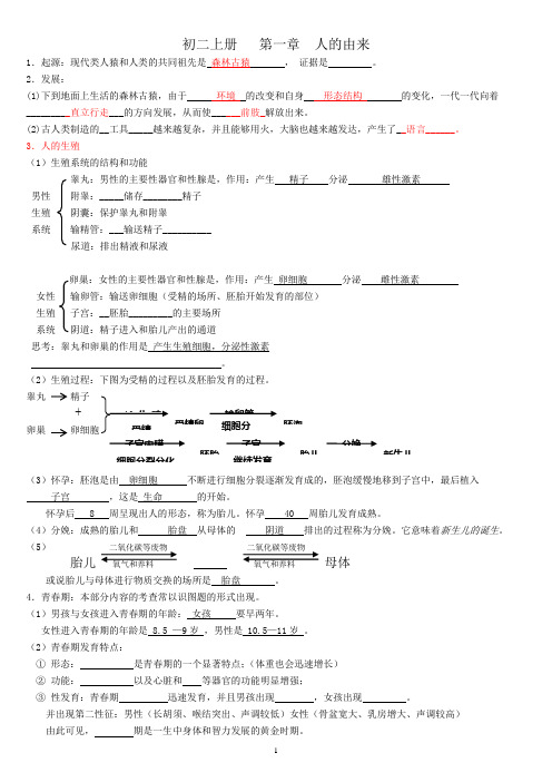 鲁教版七年级生物初二上册复习提纲 (1)