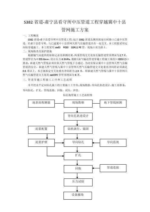 S382省道-看守所中压交叉穿越长输管线施工方案