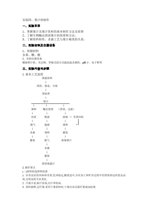 果汁制作实验讲义