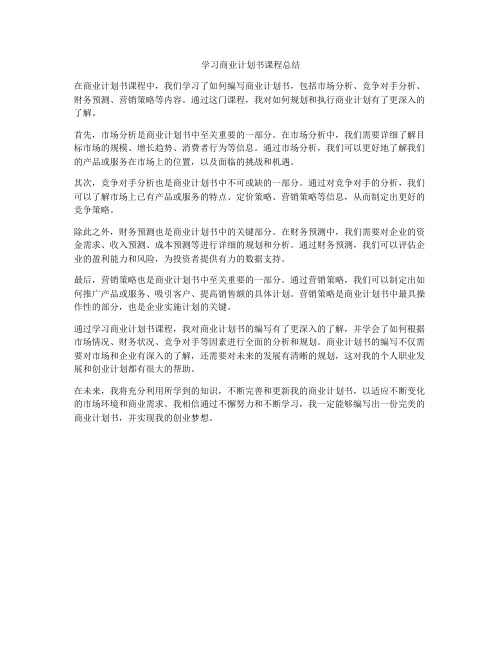 学习商业计划书课程总结