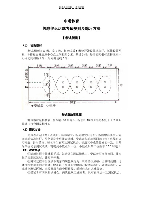 中考体育篮球运球考试规则及练习方法(附场地图)