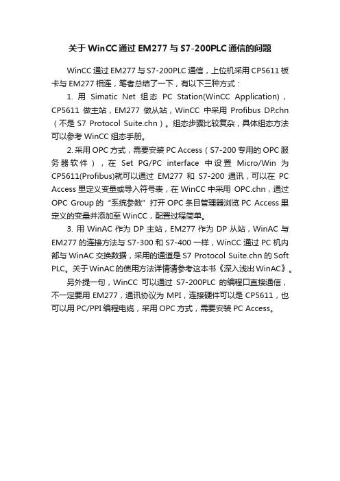 关于WinCC通过EM277与S7-200PLC通信的问题