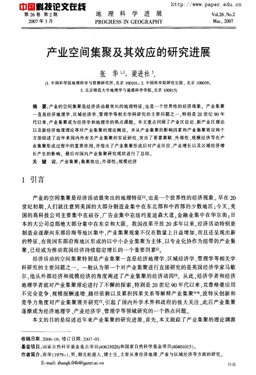 产业空间集聚及其效应的研究进展