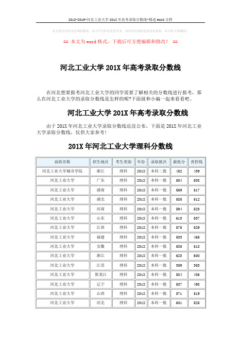 2018-2019-河北工业大学201X年高考录取分数线-精选word文档 (5页)