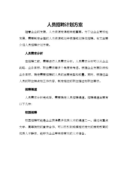 人员招聘计划方案