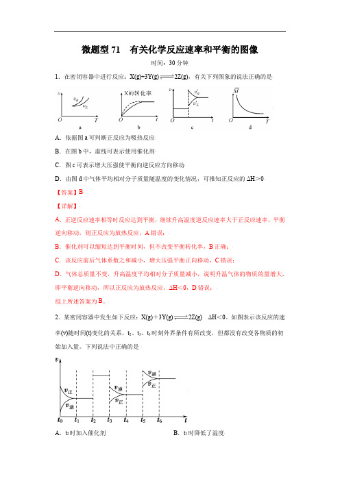 微题型71  有关化学反应速率和平衡的图像(解析版)