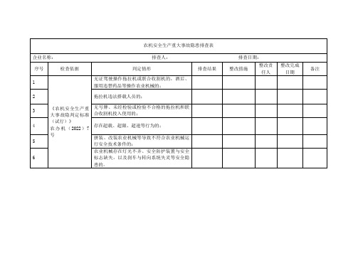 农机安全生产重大事故隐患排查表