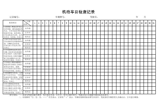 机动车日检查记录