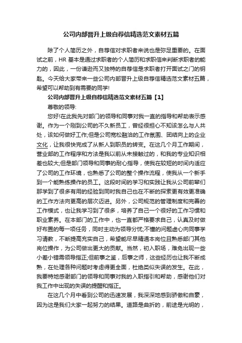 公司内部晋升上级自荐信精选范文素材五篇