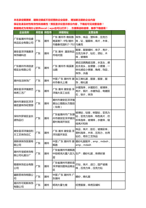 新版广东省潮州珠饰工商企业公司商家名录名单联系方式大全50家