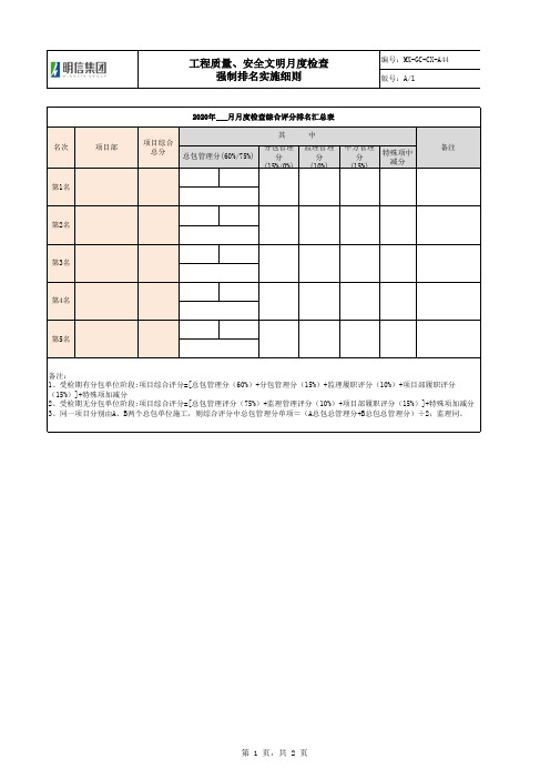 月度检查综合评分汇总表(A1)