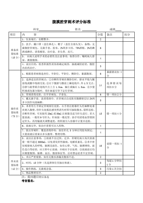 腹膜腔穿刺术评分标准