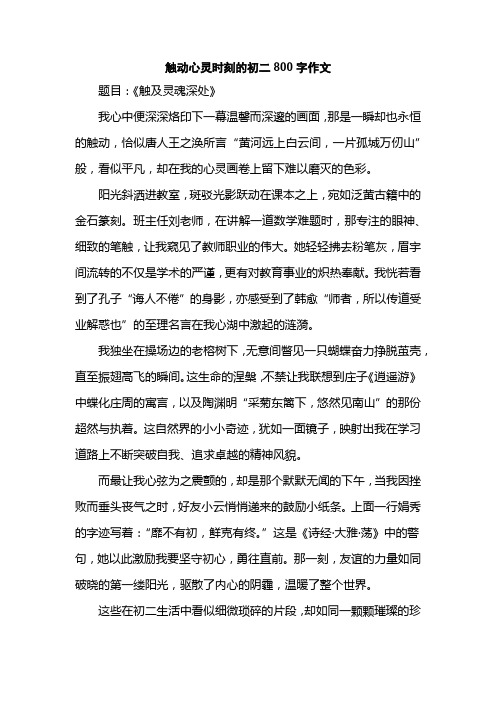 触动心灵时刻的初二800字作文