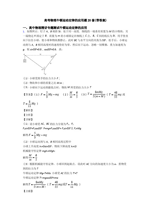 高考物理牛顿运动定律的应用题20套(带答案)