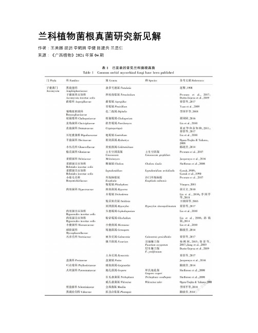 兰科植物菌根真菌研究新见解