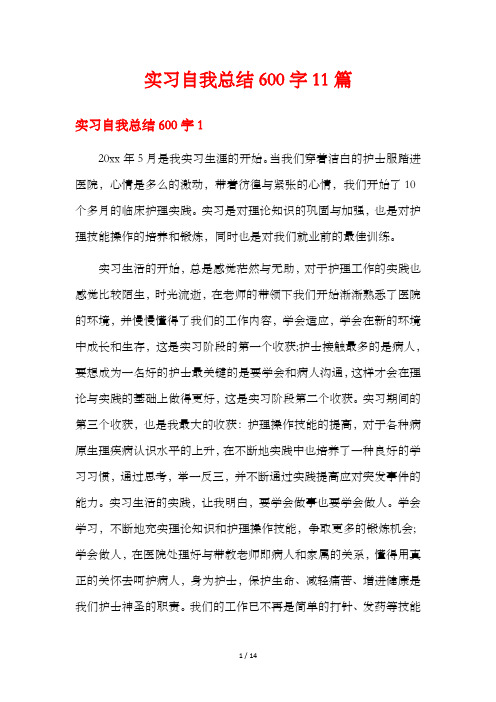 实习自我总结600字11篇