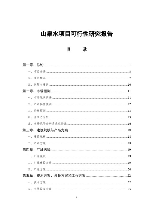 山泉水项目可行性研究报告