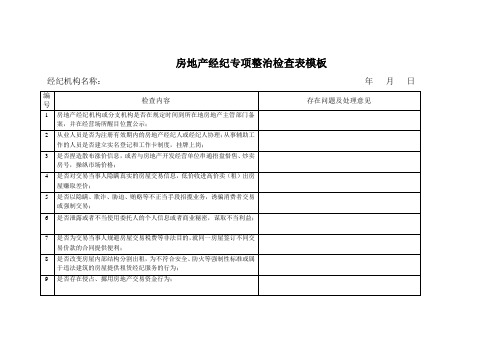 房地产经纪专项整治检查表模板