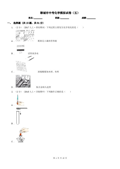 聊城市中考化学模拟试卷(五) 