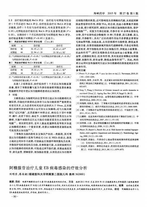 阿糖腺苷治疗儿童EB病毒感染的疗效分析