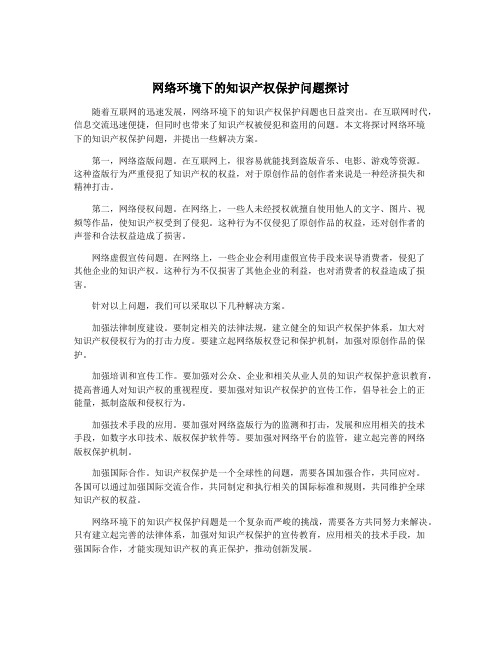 网络环境下的知识产权保护问题探讨